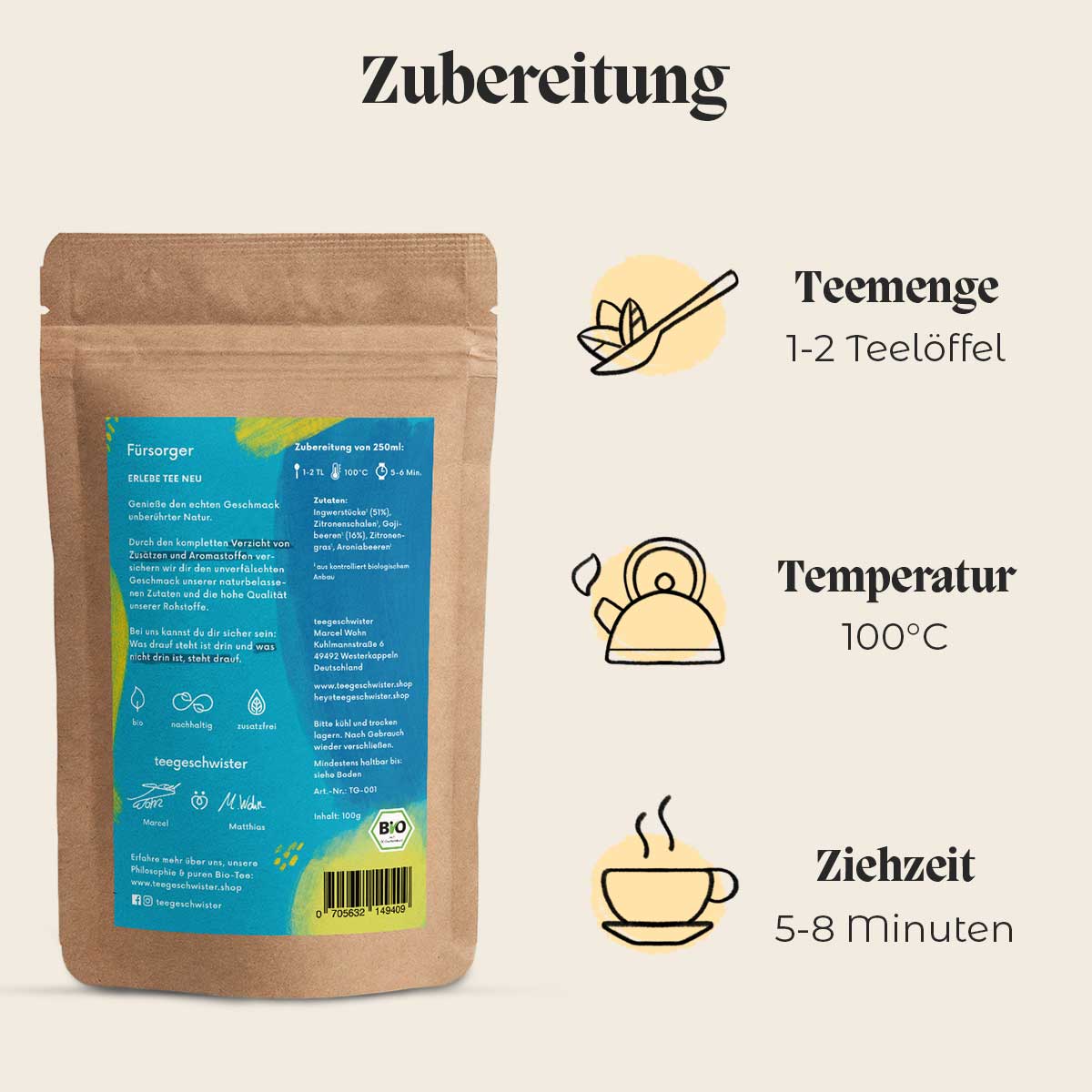 Dieses Bild zeigt wie man den Ingwertee zubereitet.