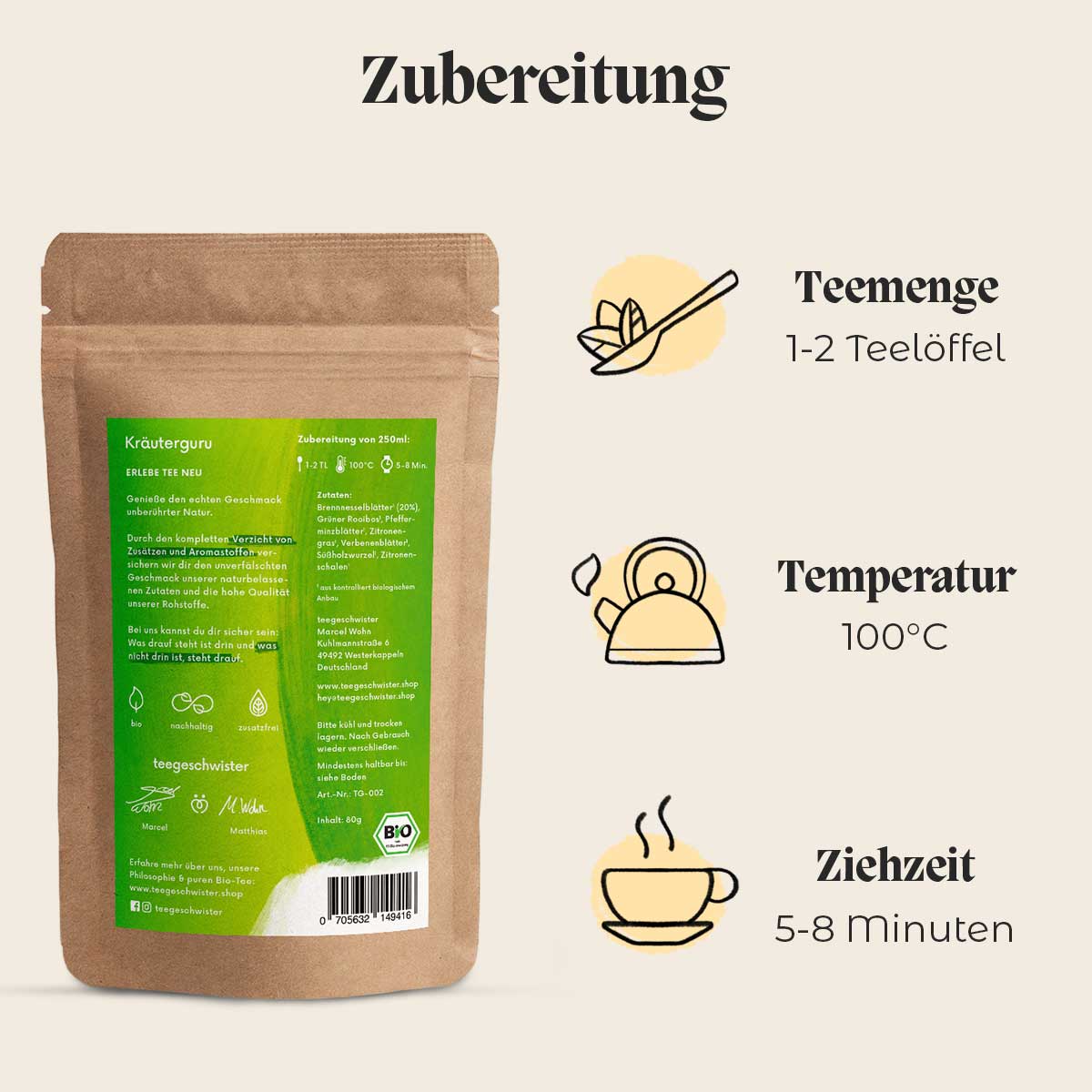 Auf diesem Bild wird die Zubereitung des basischen Kräutertees gezeigt.