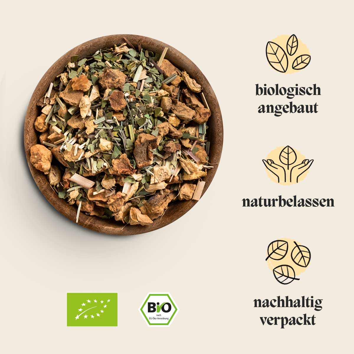 Auf diesem Bild sieht man die Teemischung aus Guarana Tee und Mate.