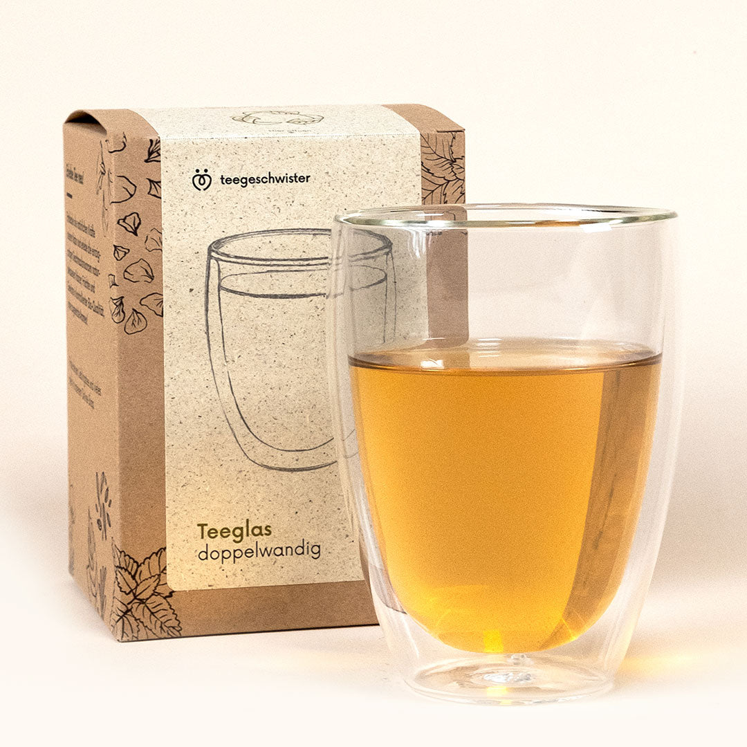 Doppelwandiges Teeglas mit nachhaltiger Verpackung