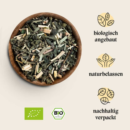 bio tee mischung mit grünem tee zum wach werden